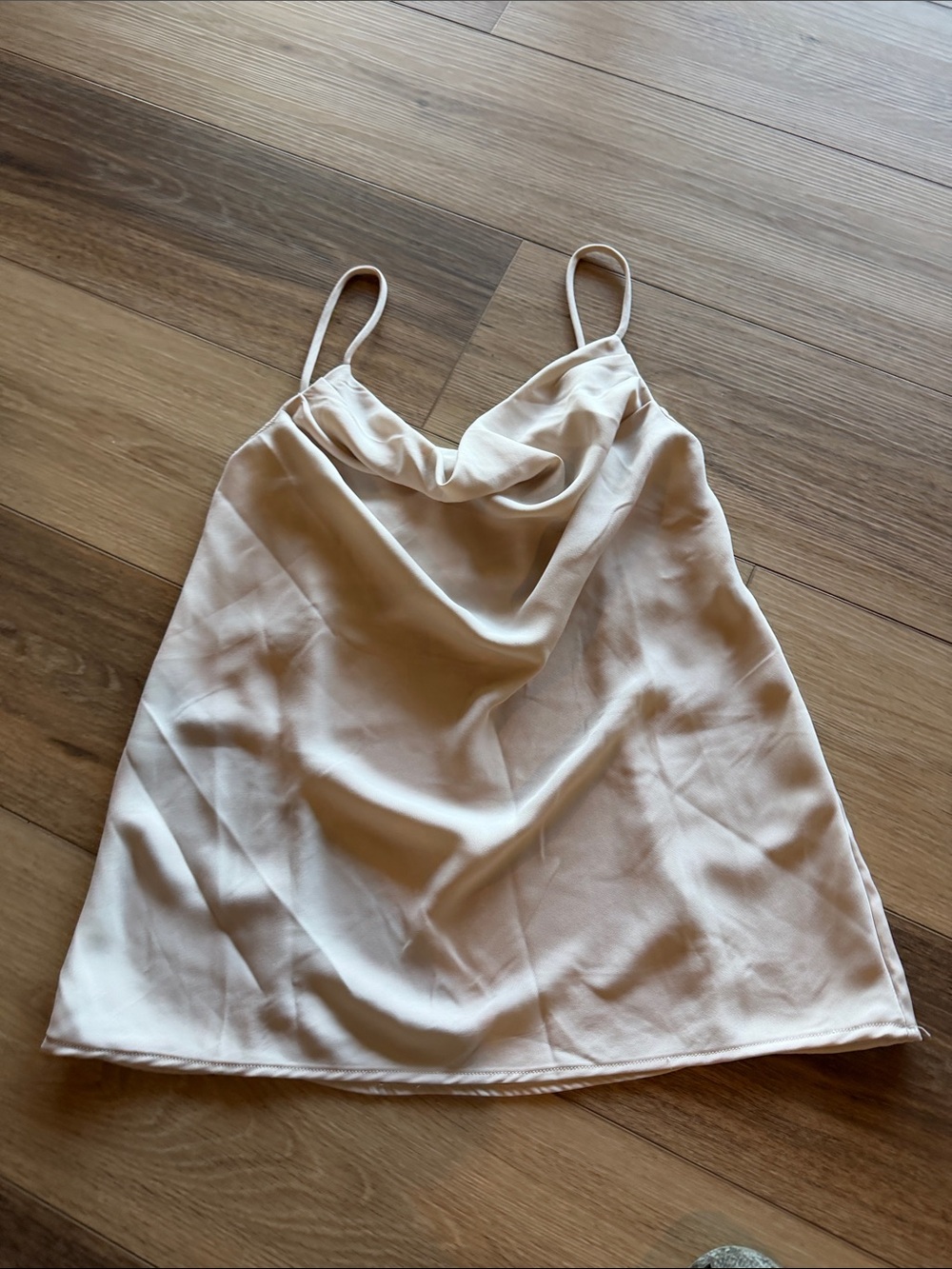 Satin Cowl Neck Cami - Light Cream